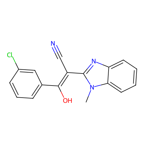 3-(3-Chlorophenyl)-3-hydroxy-2-(1-methylbenzimidazol-2-yl)prop-2-enenitrile structure