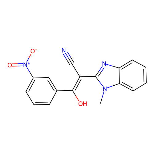 3-Hydroxy-2-(1-methylbenzimidazol-2-yl)-3-(3-nitrophenyl)prop-2-enenitrile structure