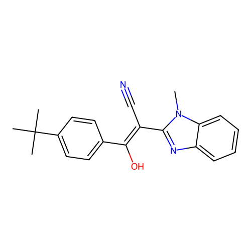 3-(4-Tert-butylphenyl)-3-hydroxy-2-(1-methylbenzimidazol-2-yl)prop-2-enenitrile structure