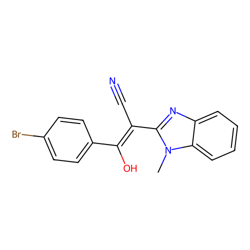3-(4-Bromophenyl)-3-hydroxy-2-(1-methylbenzimidazol-2-yl)prop-2-enenitrile structure