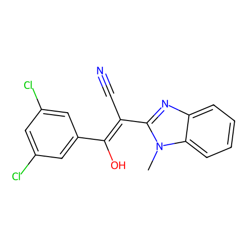 3-(3,5-Dichlorophenyl)-3-hydroxy-2-(1-methylbenzimidazol-2-yl)prop-2-enenitrile structure