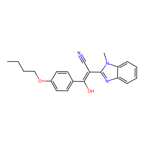 3-(4-Butoxyphenyl)-3-hydroxy-2-(1-methylbenzimidazol-2-yl)prop-2-enenitrile structure
