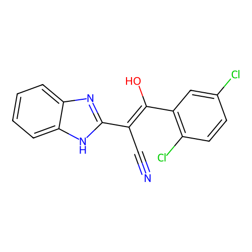 2-(1H-benzimidazol-2-yl)-3-(2,5-dichlorophenyl)-3-hydroxyprop-2-enenitrile structure
