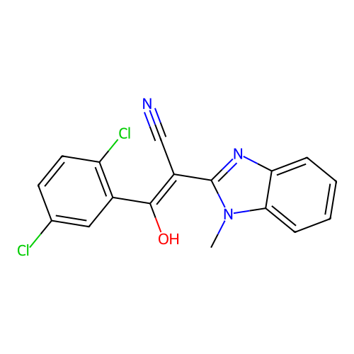 3-(2,5-Dichlorophenyl)-3-hydroxy-2-(1-methylbenzimidazol-2-yl)prop-2-enenitrile structure