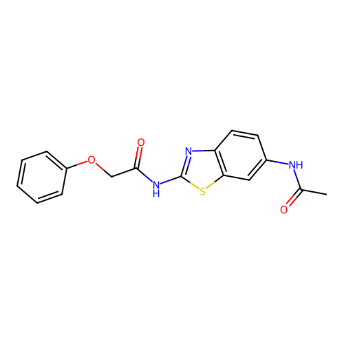 N-[6-(acetylamino)-1,3-benzothiazol-2-yl]-2-phenoxyacetamide structure