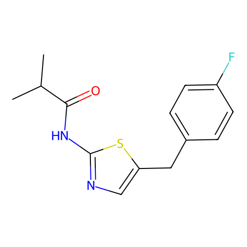 N-(5-(4-fluorobenzyl)thiazol-2-yl)isobutyramide structure