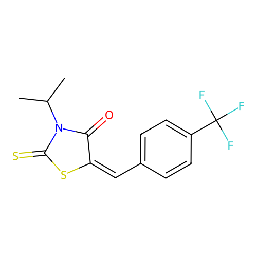 (E)-3-isopropyl-2-thioxo-5-(4-(trifluoromethyl)benzylidene)thiazolidin-4-one structure