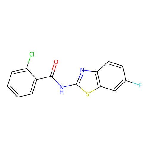 2-chloro-N-(6-fluoro-1,3-benzothiazol-2-yl)benzamide structure