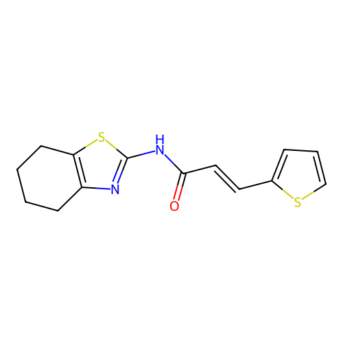 (E)-N-(4,5,6,7-tetrahydrobenzo[d]thiazol-2-yl)-3-(thiophen-2-yl)acrylamide structure