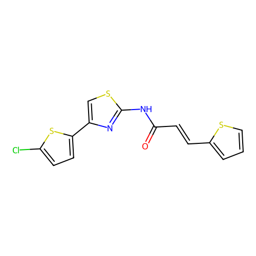 (E)-N-(4-(5-chlorothiophen-2-yl)thiazol-2-yl)-3-(thiophen-2-yl)acrylamide structure
