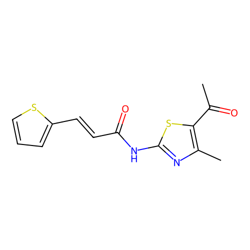 (E)-N-(5-acetyl-4-methylthiazol-2-yl)-3-(thiophen-2-yl)acrylamide structure