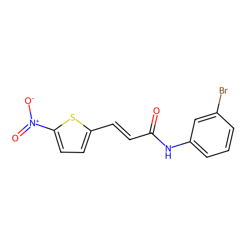 (E)-N-(3-bromophenyl)-3-(5-nitrothiophen-2-yl)acrylamide structure