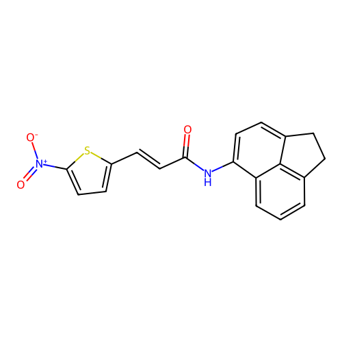 (E)-N-(1,2-dihydroacenaphthylen-5-yl)-3-(5-nitrothiophen-2-yl)acrylamide structure
