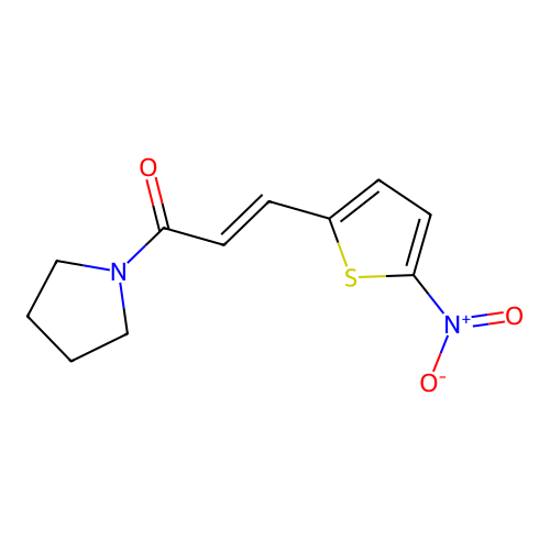 (E)-3-(5-nitrothiophen-2-yl)-1-pyrrolidin-1-ylprop-2-en-1-one structure