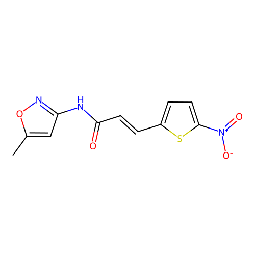 (E)-N-(5-methylisoxazol-3-yl)-3-(5-nitrothiophen-2-yl)acrylamide structure