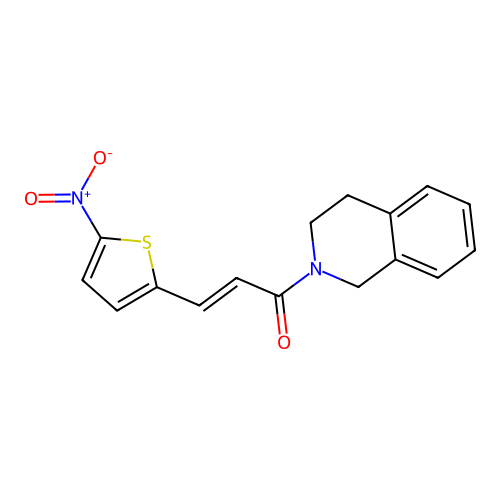 (E)-1-(3,4-dihydroisoquinolin-2(1H)-yl)-3-(5-nitrothiophen-2-yl)prop-2-en-1-one structure