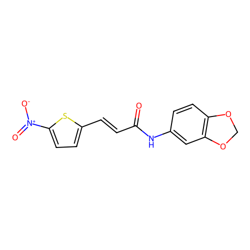 (E)-N-(benzo[d][1,3]dioxol-5-yl)-3-(5-nitrothiophen-2-yl)acrylamide structure