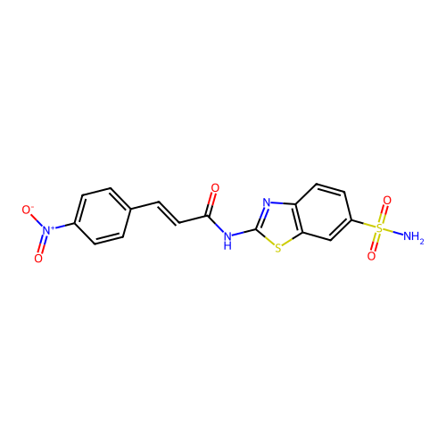 (E)-3-(4-nitrophenyl)-N-(6-sulfamoylbenzo[d]thiazol-2-yl)acrylamide structure