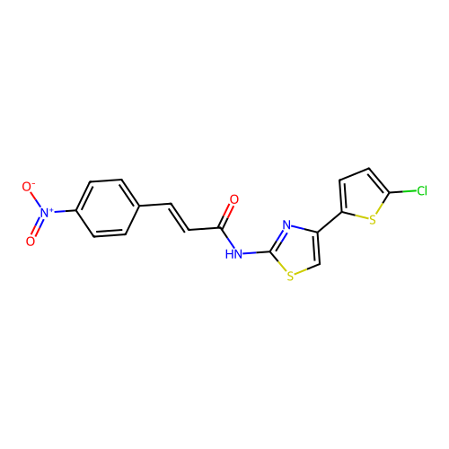 (E)-N-(4-(5-chlorothiophen-2-yl)thiazol-2-yl)-3-(4-nitrophenyl)acrylamide structure
