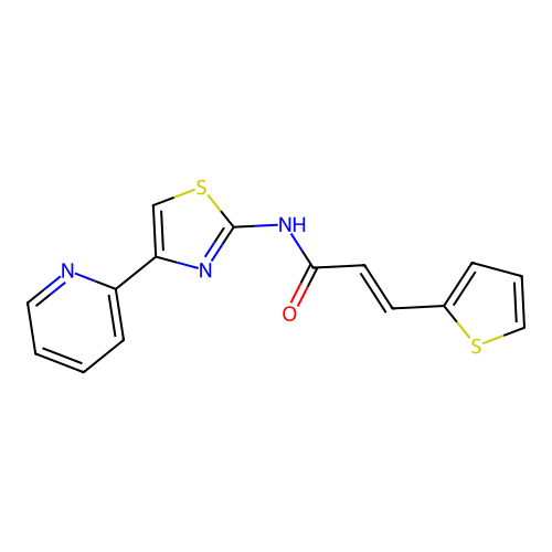 (E)-N-(4-(pyridin-2-yl)thiazol-2-yl)-3-(thiophen-2-yl)acrylamide structure