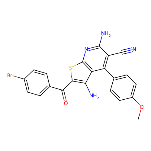3,6-diamino-2-(4-bromobenzoyl)-4-(4-methoxyphenyl)thieno[2,3-b]pyridine-5-carbonitrile structure
