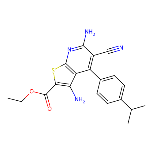 ETHYL 3,6-DIAMINO-5-CYANO-4-(4-ISOPROPYLPHENYL)THIENO[2,3-B]PYRIDINE-2-CARBOXYLATE structure
