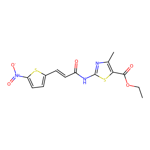 (E)-ethyl 4-methyl-2-(3-(5-nitrothiophen-2-yl)acrylamido)thiazole-5-carboxylate structure