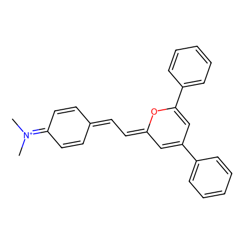{4-[(1E)-2-(4,6-diphenyloxin-2-yl)vinyl]phenyl}dimethylamine structure