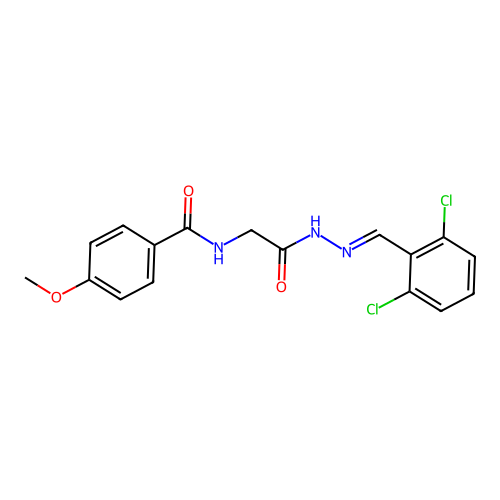 N-(2-(2-(2,6-Dichlorobenzylidene)hydrazino)-2-oxoethyl)-4-methoxybenzamide structure