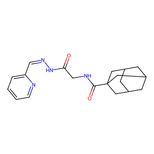 N-[2-oxo-2-[(2Z)-2-(pyridin-2-ylmethylidene)hydrazinyl]ethyl]adamantane-1-carboxamide structure