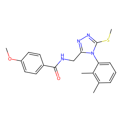 N-((4-(2,3-dimethylphenyl)-5-(methylthio)-4H-1,2,4-triazol-3-yl)methyl)-4-methoxybenzamide structure