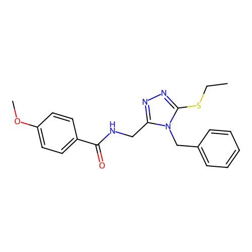 N-[(4-benzyl-5-ethylsulfanyl-1,2,4-triazol-3-yl)methyl]-4-methoxybenzamide structure