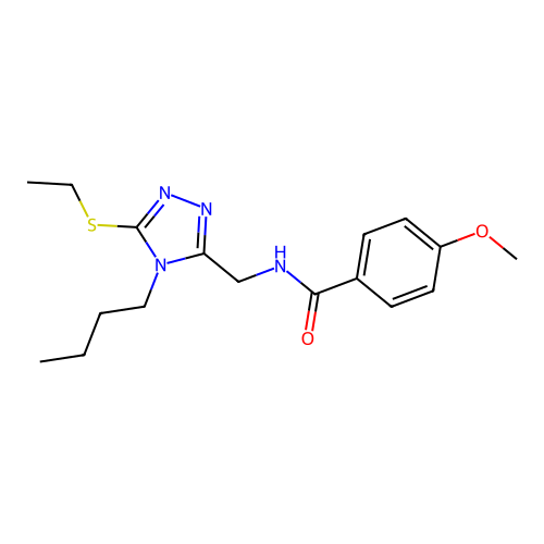 N-[(4-butyl-5-ethylsulfanyl-1,2,4-triazol-3-yl)methyl]-4-methoxybenzamide structure