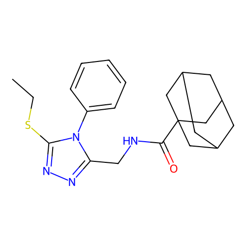 N-[(5-ethylsulfanyl-4-phenyl-1,2,4-triazol-3-yl)methyl]adamantane-1-carboxamide structure