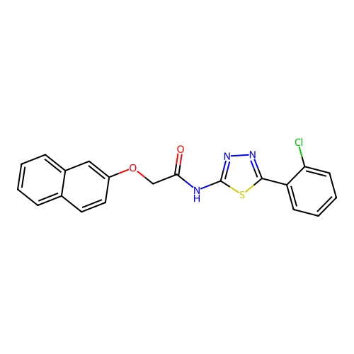 N-[5-(2-chlorophenyl)-1,3,4-thiadiazol-2-yl]-2-(naphthalen-2-yloxy)acetamide structure