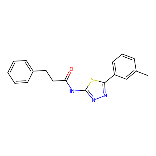 N-[5-(3-methylphenyl)-1,3,4-thiadiazol-2-yl]-3-phenylpropanamide structure