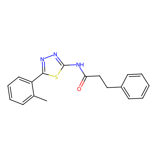 N-[5-(2-methylphenyl)-1,3,4-thiadiazol-2-yl]-3-phenylpropanamide structure