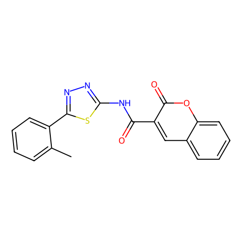 N-[5-(2-methylphenyl)-1,3,4-thiadiazol-2-yl]-2-oxochromene-3-carboxamide structure