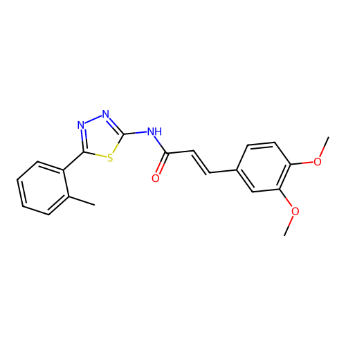 (E)-3-(3,4-dimethoxyphenyl)-N-(5-(o-tolyl)-1,3,4-thiadiazol-2-yl)acrylamide structure