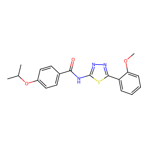4-isopropoxy-N-(5-(2-methoxyphenyl)-1,3,4-thiadiazol-2-yl)benzamide structure