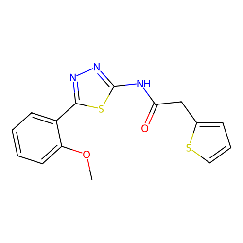 N-(5-(2-methoxyphenyl)-1,3,4-thiadiazol-2-yl)-2-(thiophen-2-yl)acetamide structure