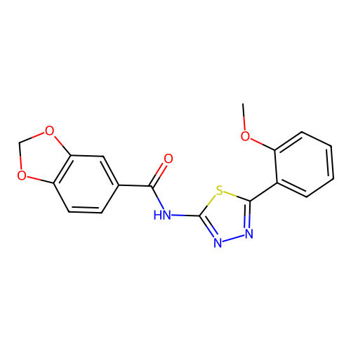 N-(5-(2-methoxyphenyl)-1,3,4-thiadiazol-2-yl)benzo[d][1,3]dioxole-5-carboxamide structure