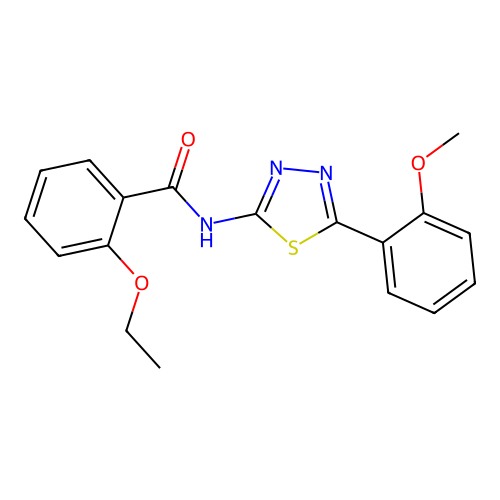 2-ethoxy-N-[5-(2-methoxyphenyl)-1,3,4-thiadiazol-2-yl]benzamide structure