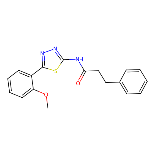 N-(5-(2-methoxyphenyl)-1,3,4-thiadiazol-2-yl)-3-phenylpropanamide structure