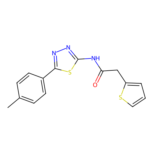 2-(thiophen-2-yl)-N-(5-(p-tolyl)-1,3,4-thiadiazol-2-yl)acetamide structure