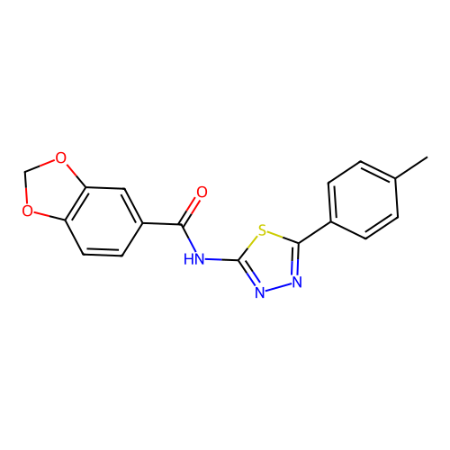 N-(5-(p-tolyl)-1,3,4-thiadiazol-2-yl)benzo[d][1,3]dioxole-5-carboxamide structure
