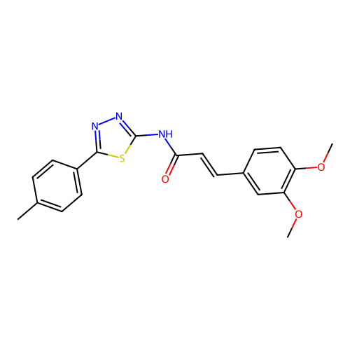 (E)-3-(3,4-dimethoxyphenyl)-N-(5-(p-tolyl)-1,3,4-thiadiazol-2-yl)acrylamide structure