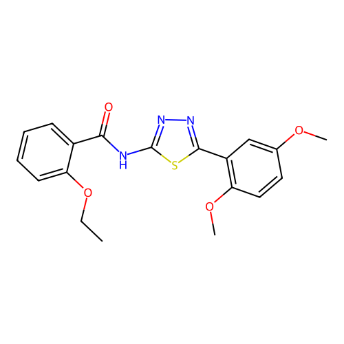 N-[5-(2,5-dimethoxyphenyl)-1,3,4-thiadiazol-2-yl]-2-ethoxybenzamide structure