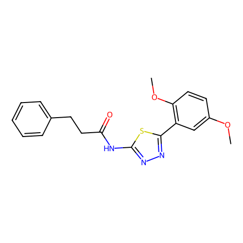 N-[5-(2,5-dimethoxyphenyl)-1,3,4-thiadiazol-2-yl]-3-phenylpropanamide structure