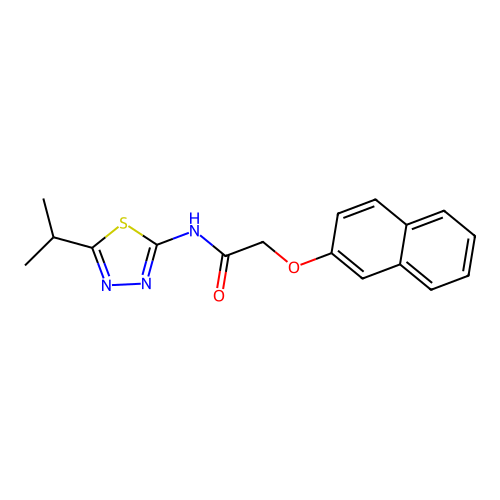 N-(5-isopropyl-1,3,4-thiadiazol-2-yl)-2-(naphthalen-2-yloxy)acetamide structure